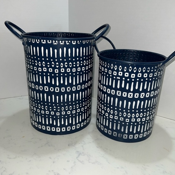 Navy and White Patterned Storage Baskets - Picture 5 of 10